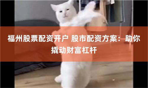 福州股票配资开户 股市配资方案：助你撬动财富杠杆